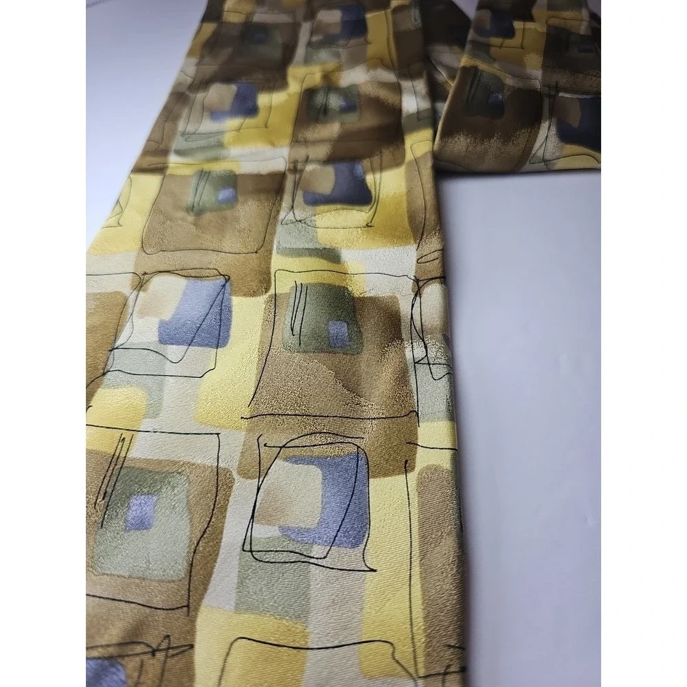 J.Garcia Mens Tie Green Multicolor Abstract Art‎ Squares Geometric Jerry Garcia